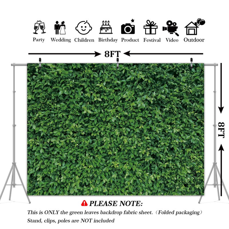 Msocio Green Leaves Backdrop - Nature Greenery Polyester Photography Background for Birthday Wedding Decor Soft Fabric Wall Banner | Baby Shower, Safari, Dinosaur Theme Photo Booth(8x8ft) - Image 3